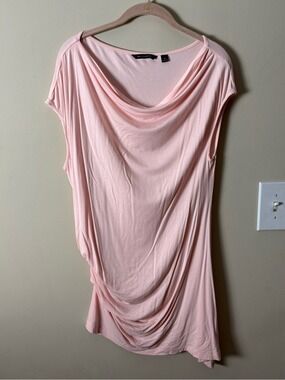 H by Halston Blush Pink Draped Cowl Tunic Top M